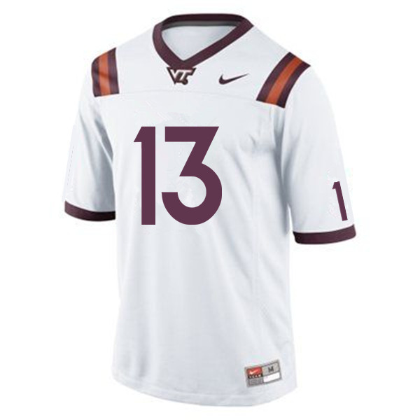 Men #13 Zion Debose Virginia Tech Hokies College Football Jerseys Sale-White - Click Image to Close